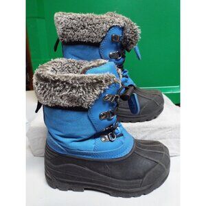 Concrad Smith Snow Boots, Kids Size 11, Blue Nylon, Rubber Sole, Gray Fur, USED
